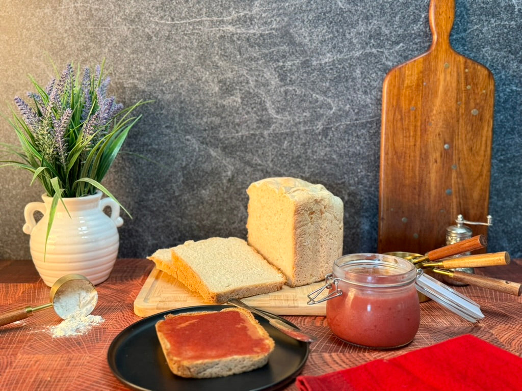 French bread with strawberry jam