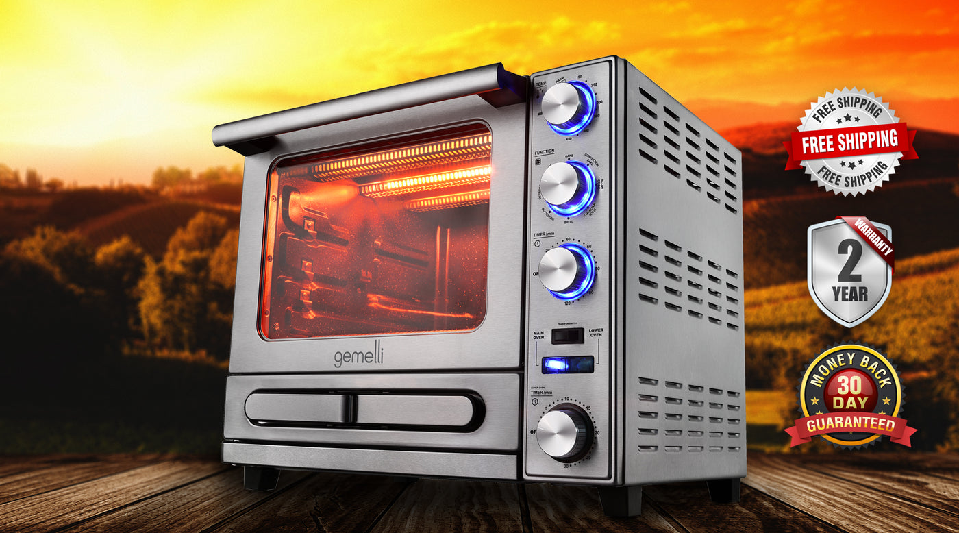 The Gemelli Oven: Professional Grade Convection Oven with Built-In  Rotisserie and Convenience/Pizza Drawer from Gemelli Home
