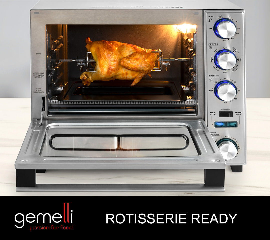 Toaster oven with rotisserie outlet